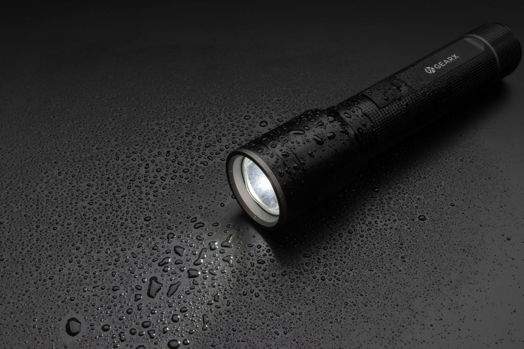 RCS recycled aluminium USB-rechargeable heavy duty torch - Black