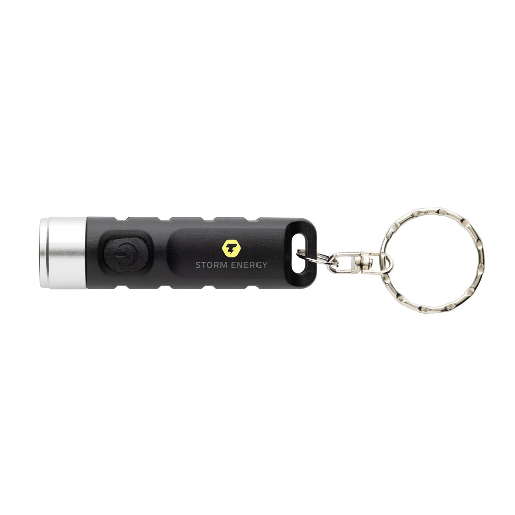 Globix RCS recycled plastic USB re-chargeable keychain torch - Black