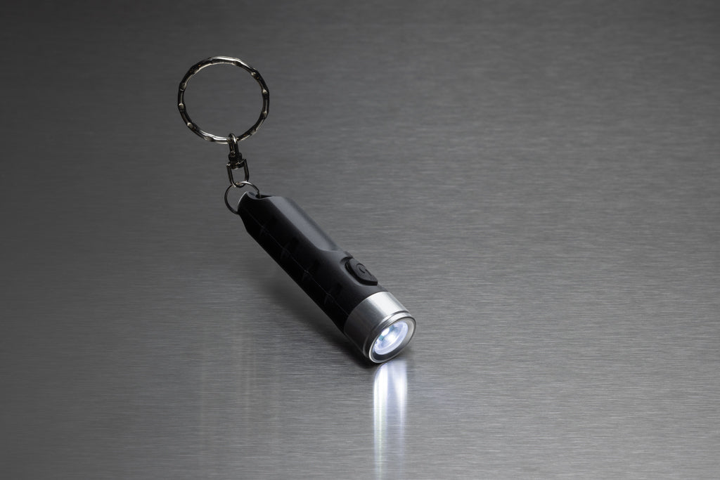 Globix RCS recycled plastic USB re-chargeable keychain torch - Black