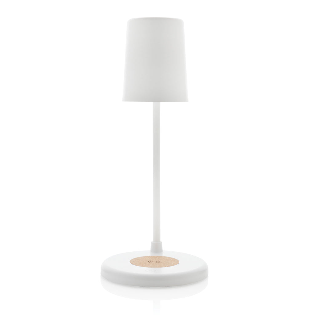 Zenara RCS recycled plastic and cork 15W wireless desk lamp - White