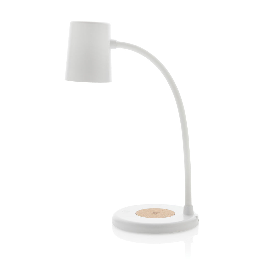 Zenara RCS recycled plastic and cork 15W wireless desk lamp - White