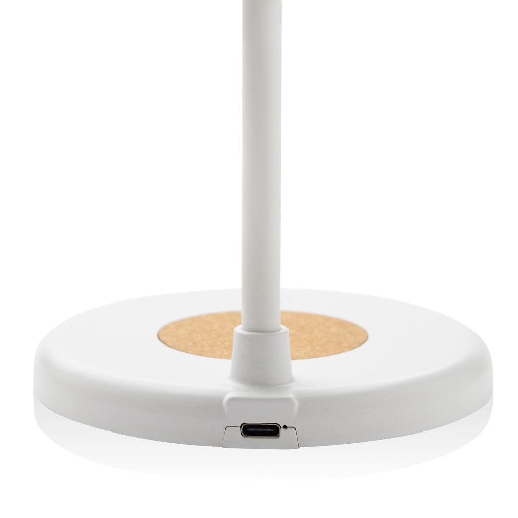 Zenara RCS recycled plastic and cork 15W wireless desk lamp - White