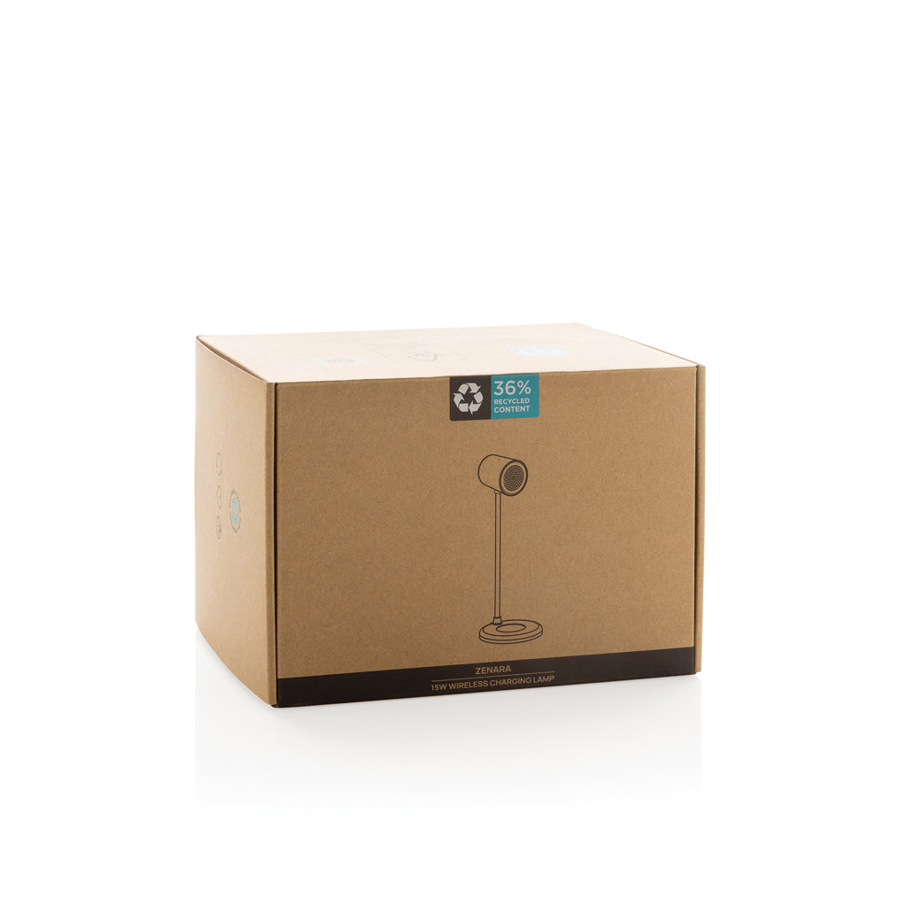 Zenara RCS recycled plastic and cork 15W wireless desk lamp - White