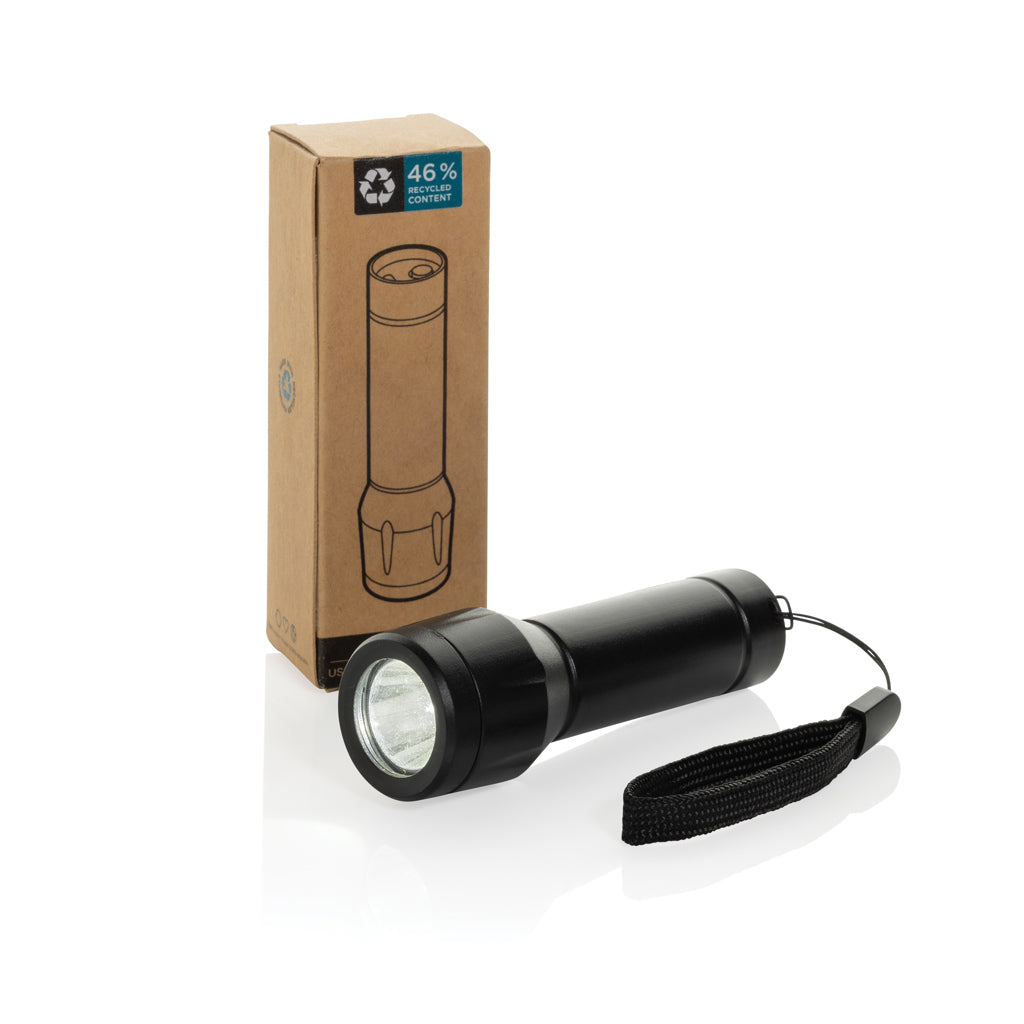Flara RSC recycled plastic USB-rechargeable torch - Black