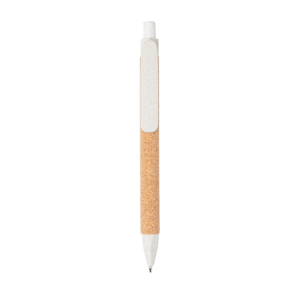 Write wheatstraw and cork pen - White