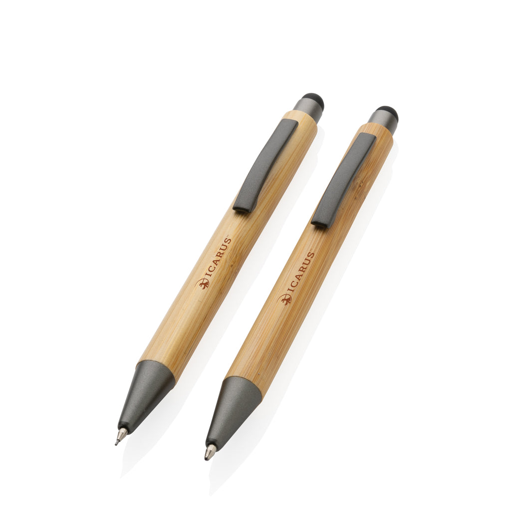 Bamboo modern pen set in box - Brown