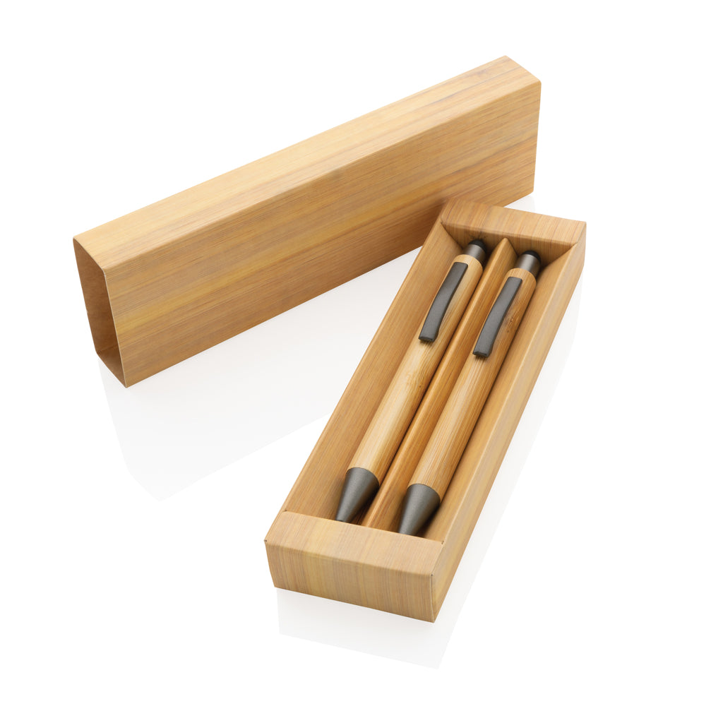 Bamboo modern pen set in box - Brown