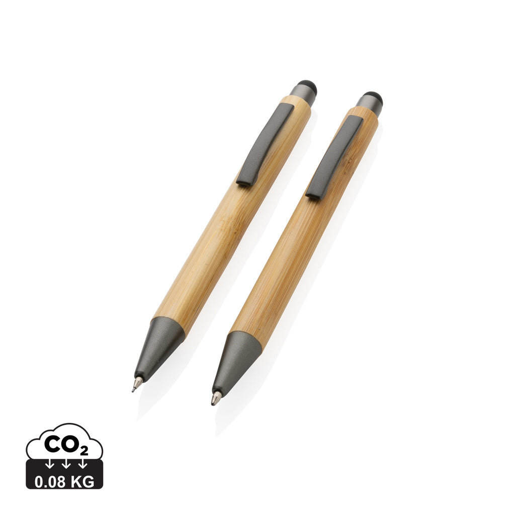 Bamboo modern pen set in box - Brown