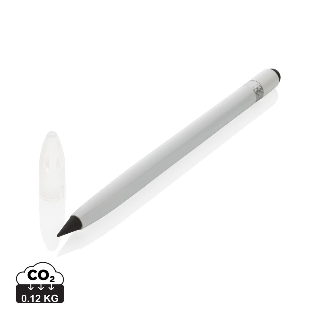 Aluminium inkless pen with eraser - White
