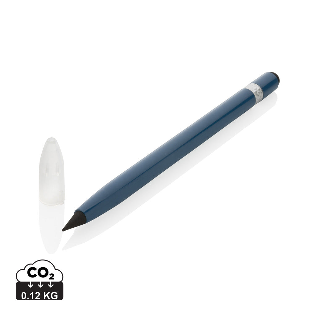 Aluminium inkless pen with eraser - Blue