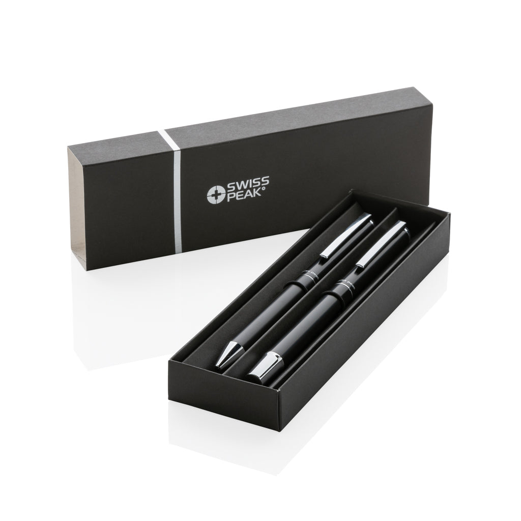 Swiss Peak Cedar RCS certified recycled aluminium pen set - Black