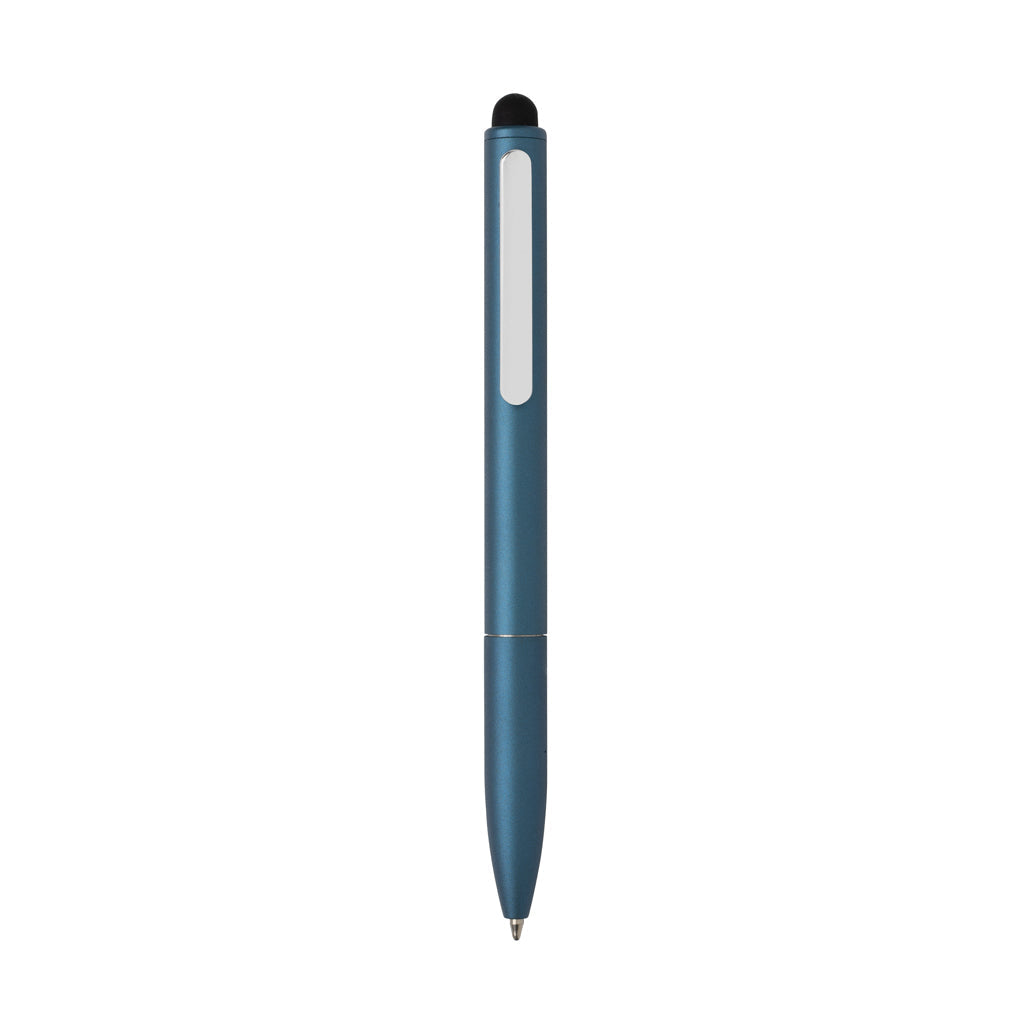 Kymi RCS certified recycled aluminium pen with stylus - Royal Blue