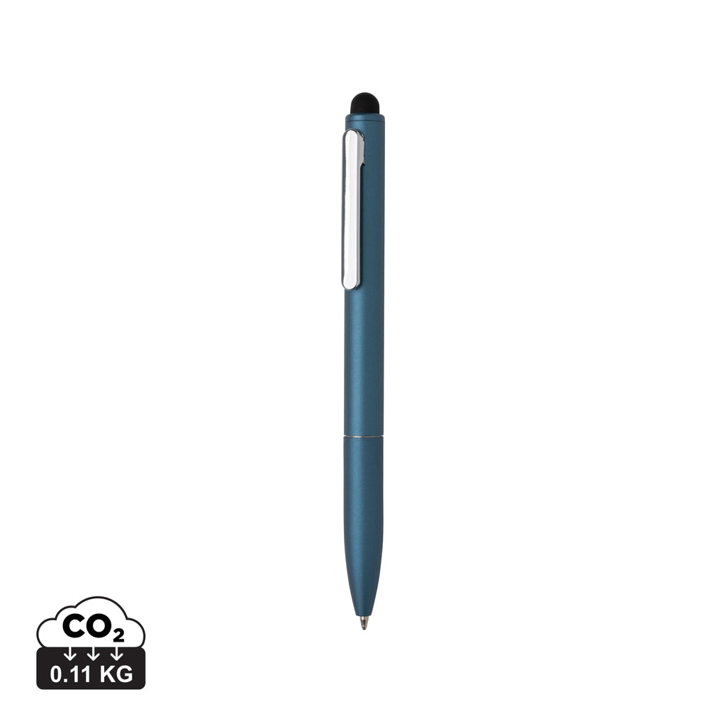 Kymi RCS certified recycled aluminium pen with stylus - Royal Blue