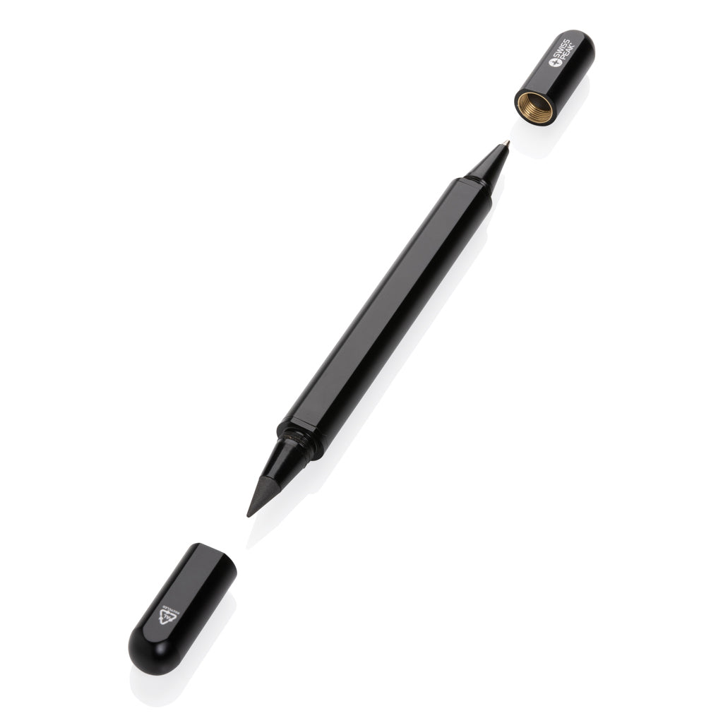 Swiss Peak Storm RCS recycled aluminium dual tip pen - Black