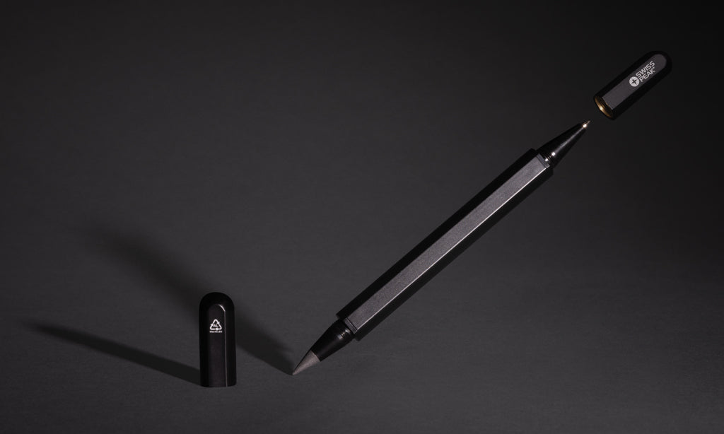 Swiss Peak Storm RCS recycled aluminium dual tip pen - Black