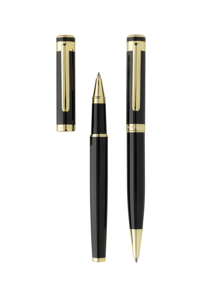 Swiss Peak Luca RCS recycled brass deluxe pen set - Black