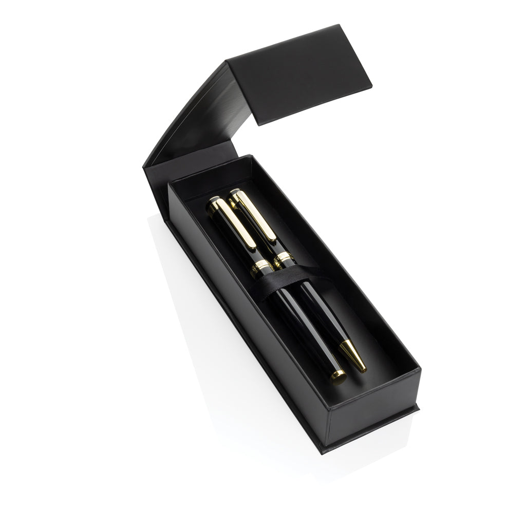 Swiss Peak Luca RCS recycled brass deluxe pen set - Black