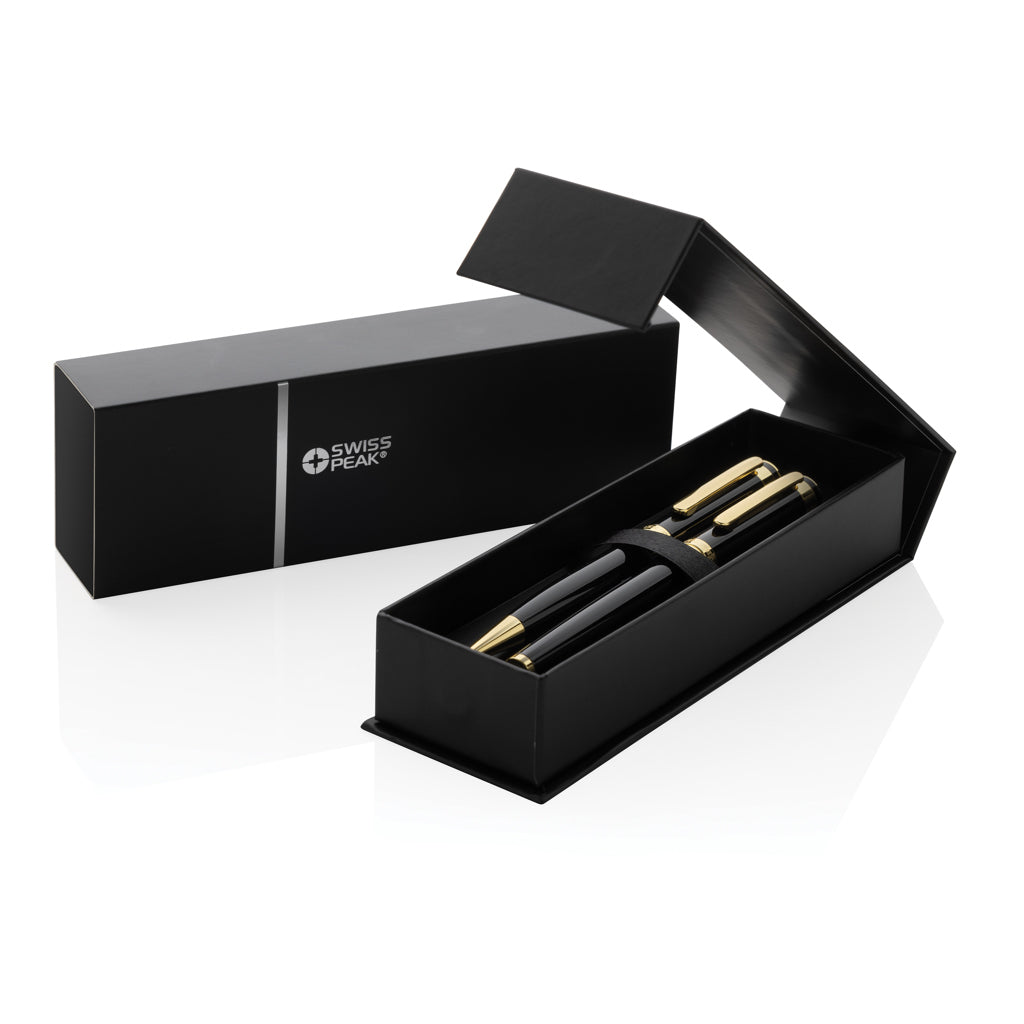 Swiss Peak Luca RCS recycled brass deluxe pen set - Black