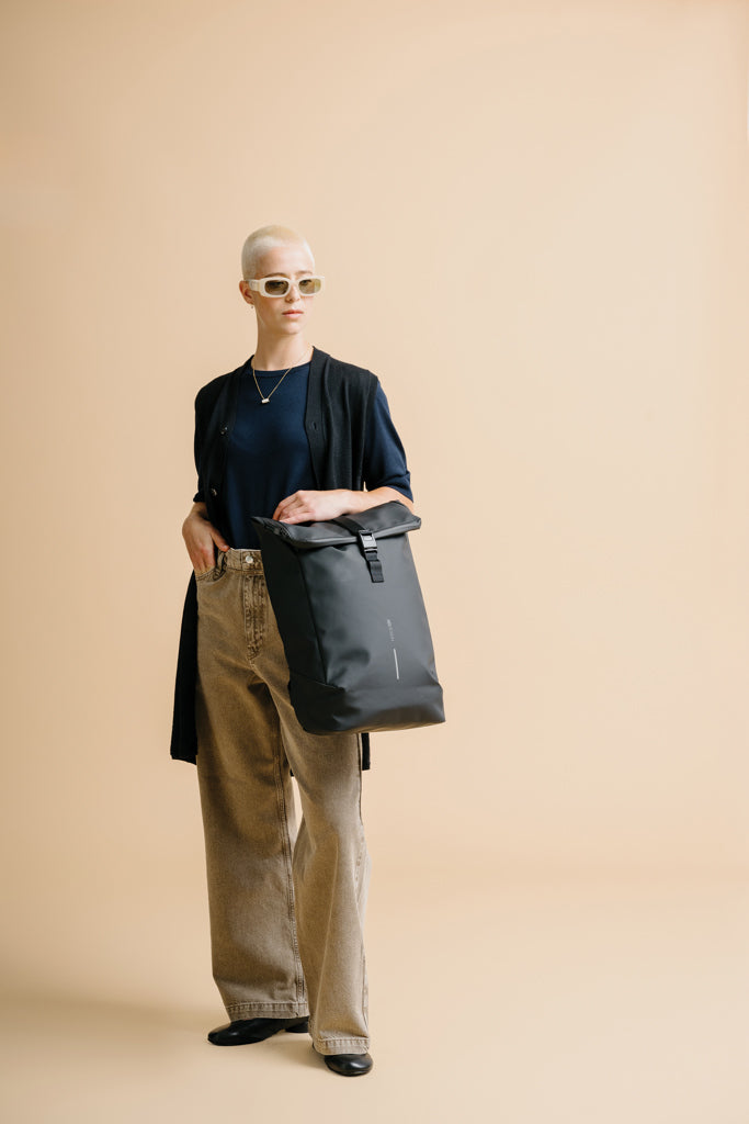 Urban Water Resistant Flap-top Backpack - Black