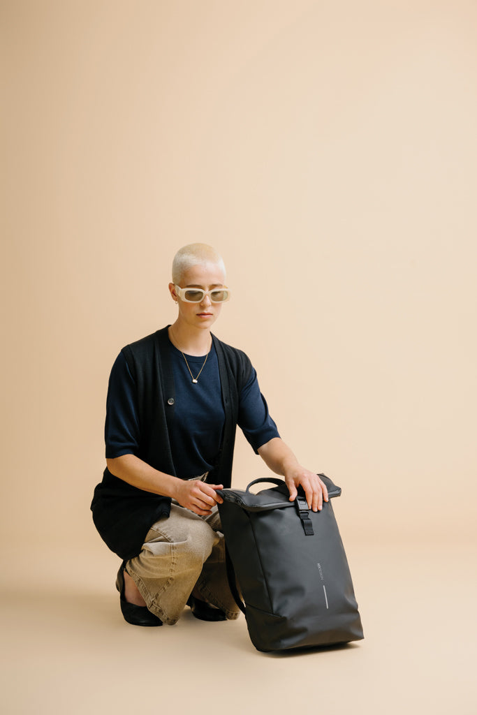 Urban Water Resistant Flap-top Backpack - Black