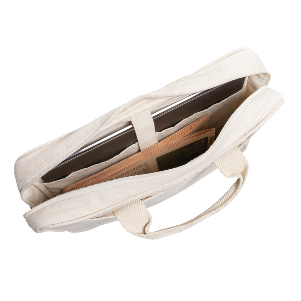 Laluka AWARE™ recycled cotton 15.4 inch laptop bag - Off White