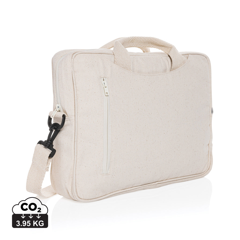 Laluka AWARE™ recycled cotton 15.4 inch laptop bag - Off White
