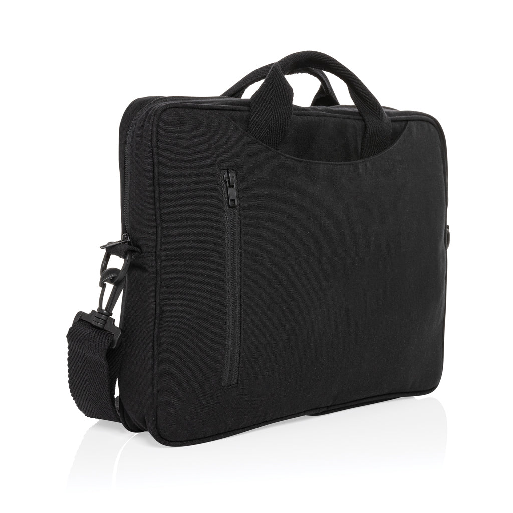 Laluka AWARE™ recycled cotton 15.4 inch laptop bag - Black