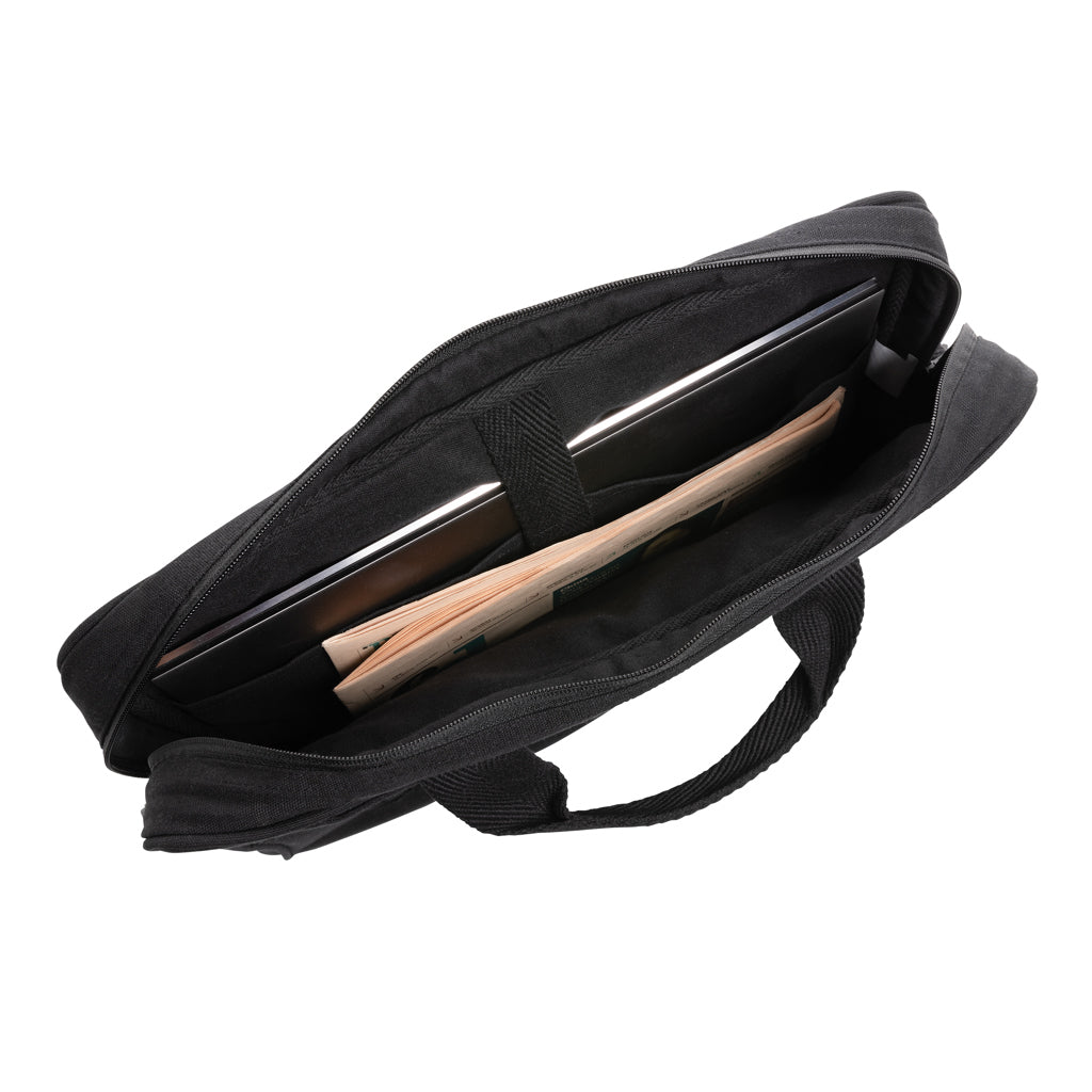 Laluka AWARE™ recycled cotton 15.4 inch laptop bag - Black