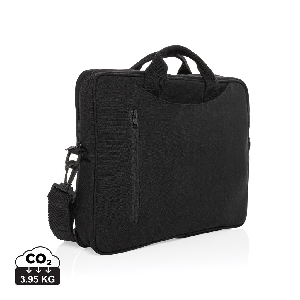 Laluka AWARE™ recycled cotton 15.4 inch laptop bag - Black