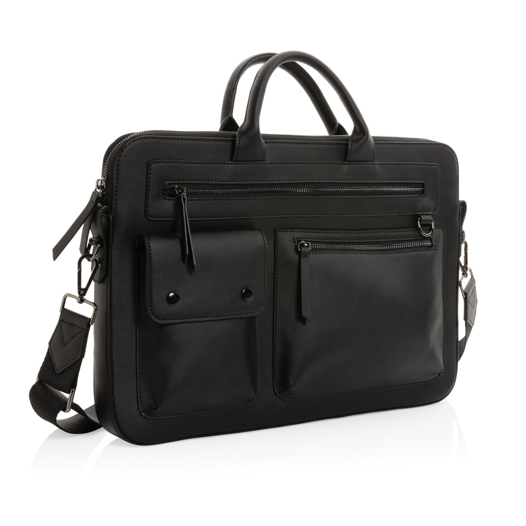 Swiss Peak GRS recycled PU 14 inch laptop bag - Black