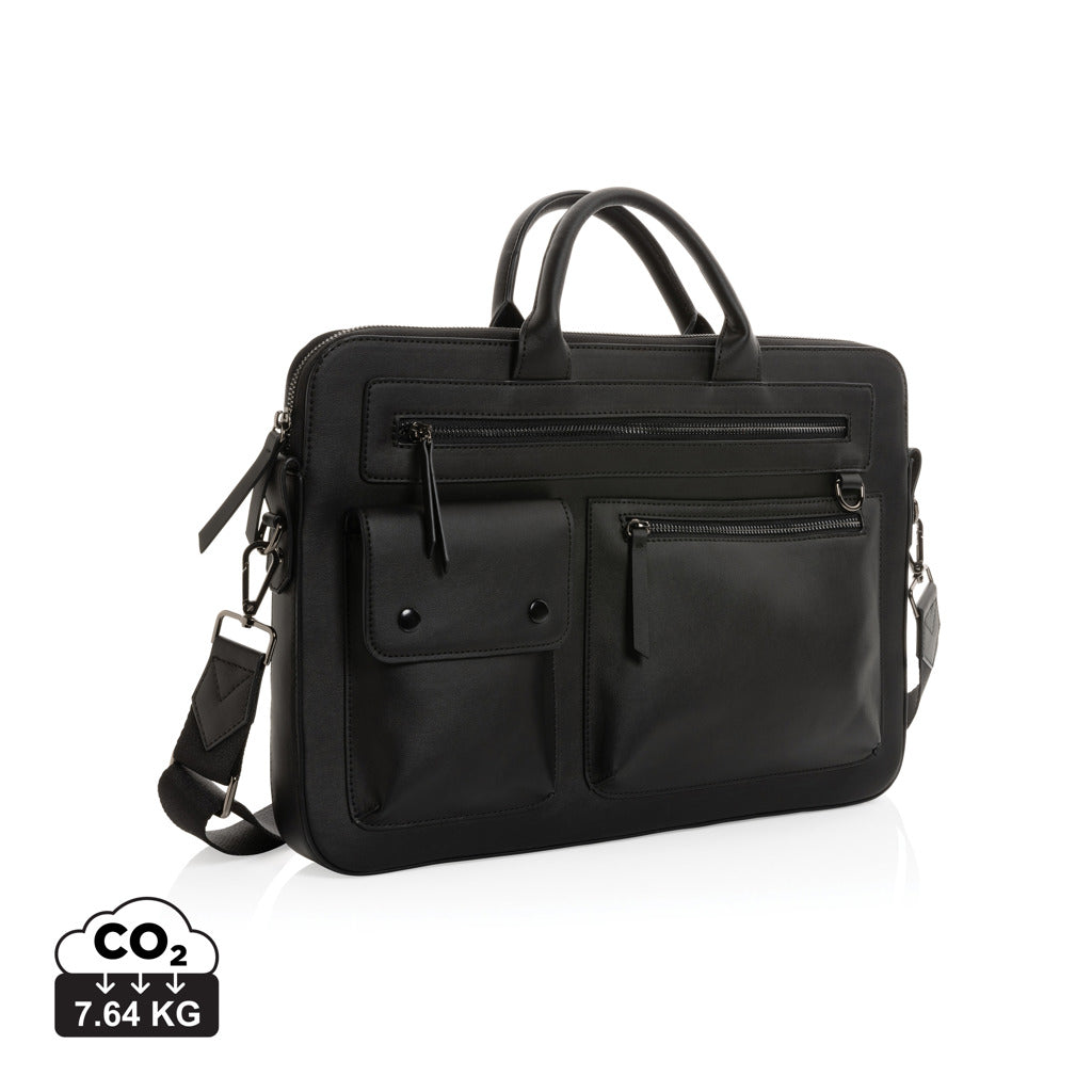 Swiss Peak GRS recycled PU 14 inch laptop bag - Black