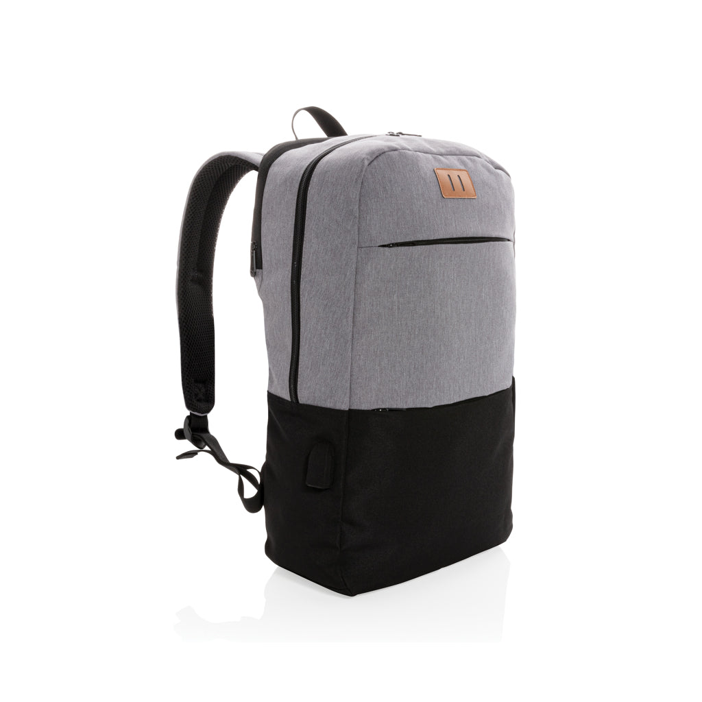 Modern 15.6' USB & RFID laptop backpack PVC free - Black