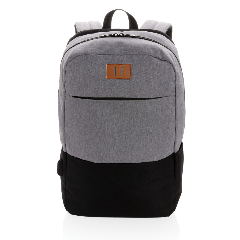 Modern 15.6' USB & RFID laptop backpack PVC free - Black