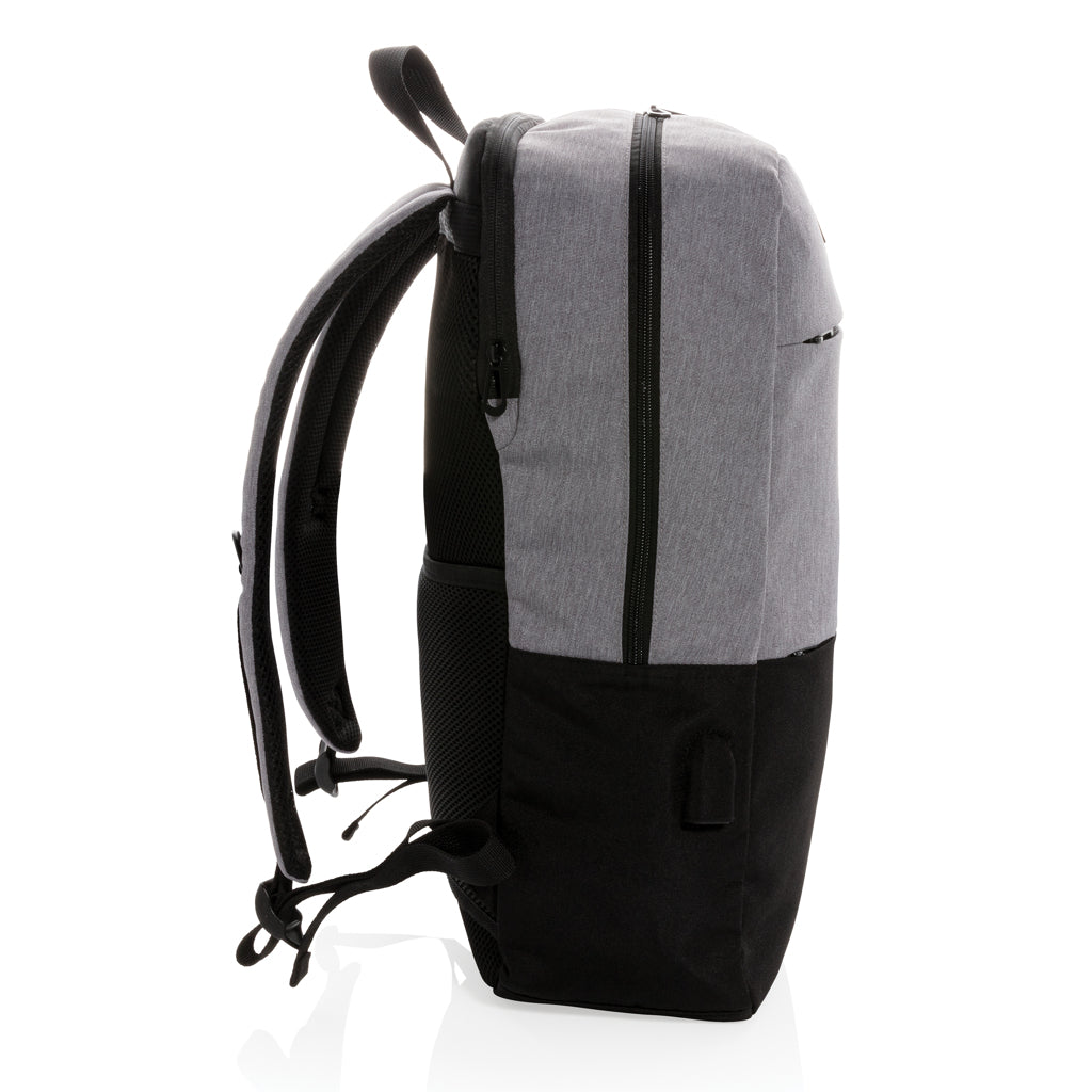 Modern 15.6' USB & RFID laptop backpack PVC free - Black