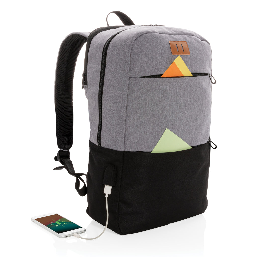 Modern 15.6' USB & RFID laptop backpack PVC free - Black