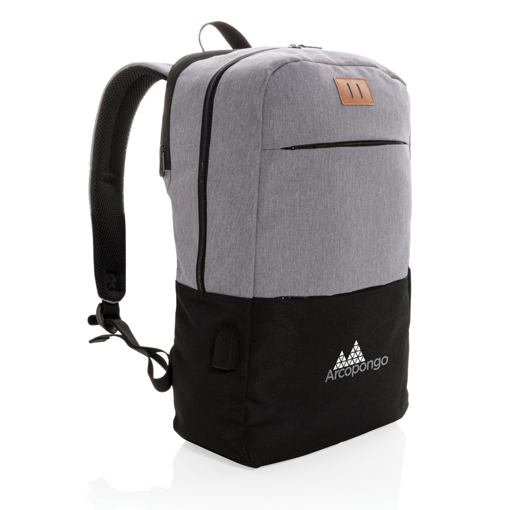 Modern 15.6' USB & RFID laptop backpack PVC free - Black