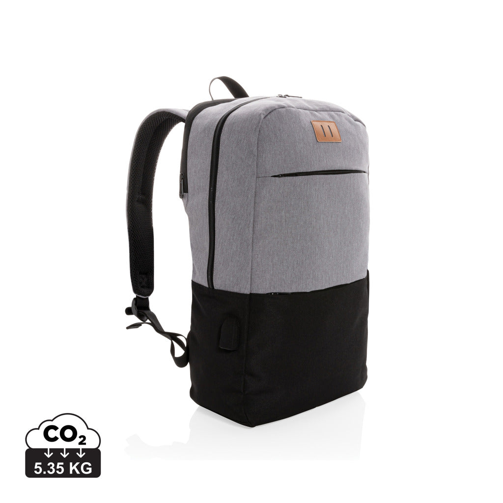 Modern 15.6' USB & RFID laptop backpack PVC free - Black