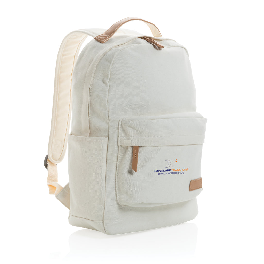 Impact AWARE™ 16 oz. recycled canvas backpack - Off White