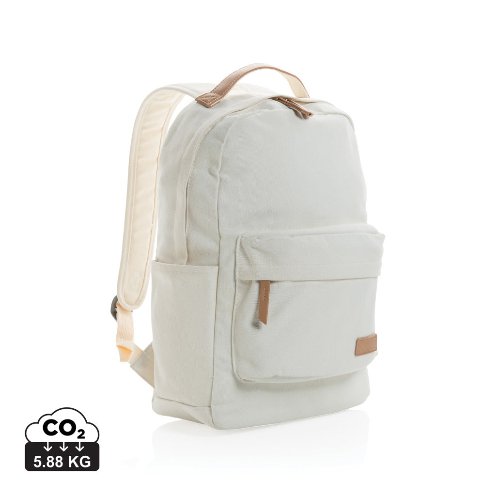 Impact AWARE™ 16 oz. recycled canvas backpack - Off White