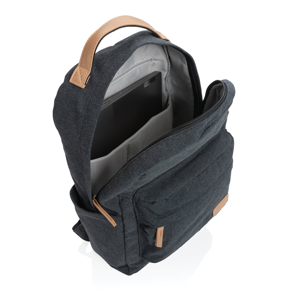 Impact AWARE™ 16 oz. recycled canvas backpack - Black