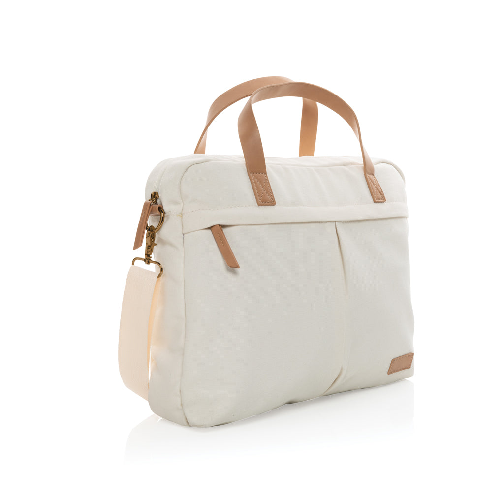 Impact AWARE™ 16 oz. recycled canvas laptop bag - Off White