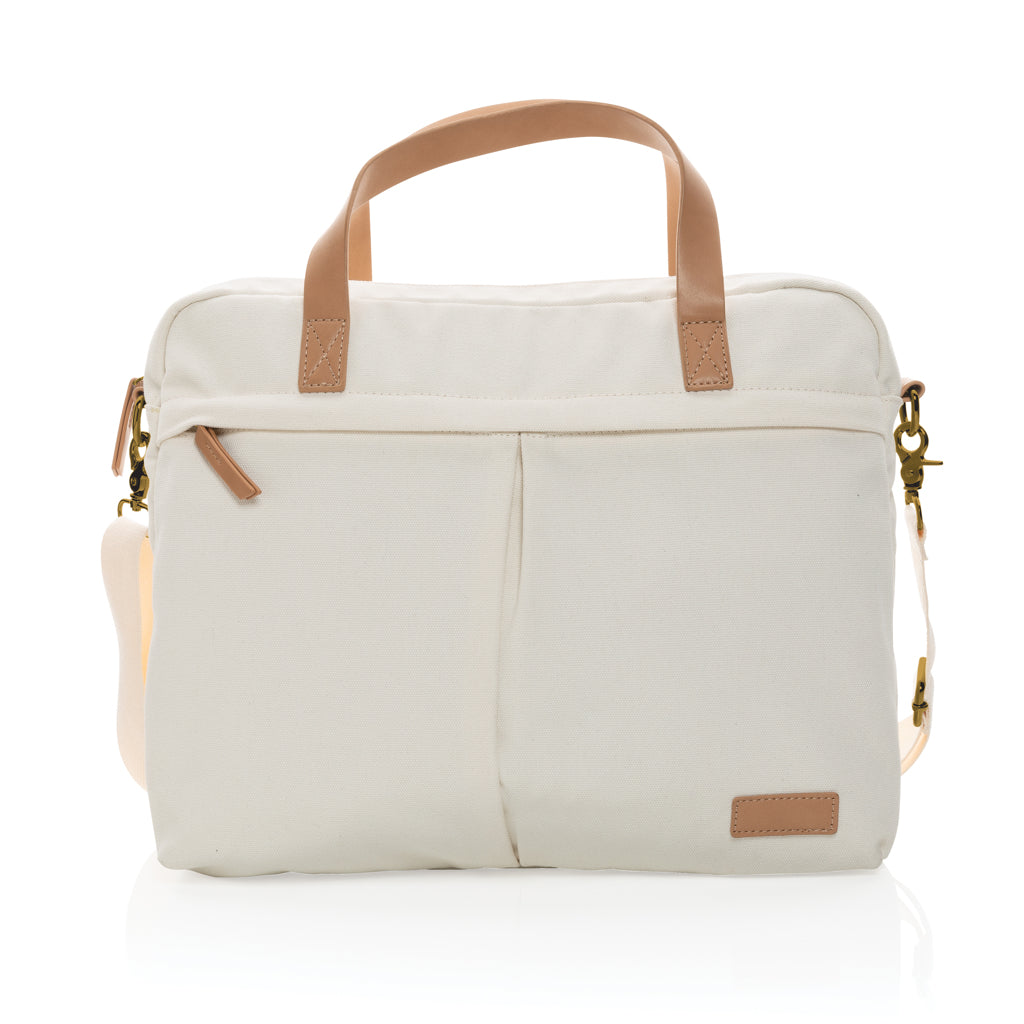 Impact AWARE™ 16 oz. recycled canvas laptop bag - Off White