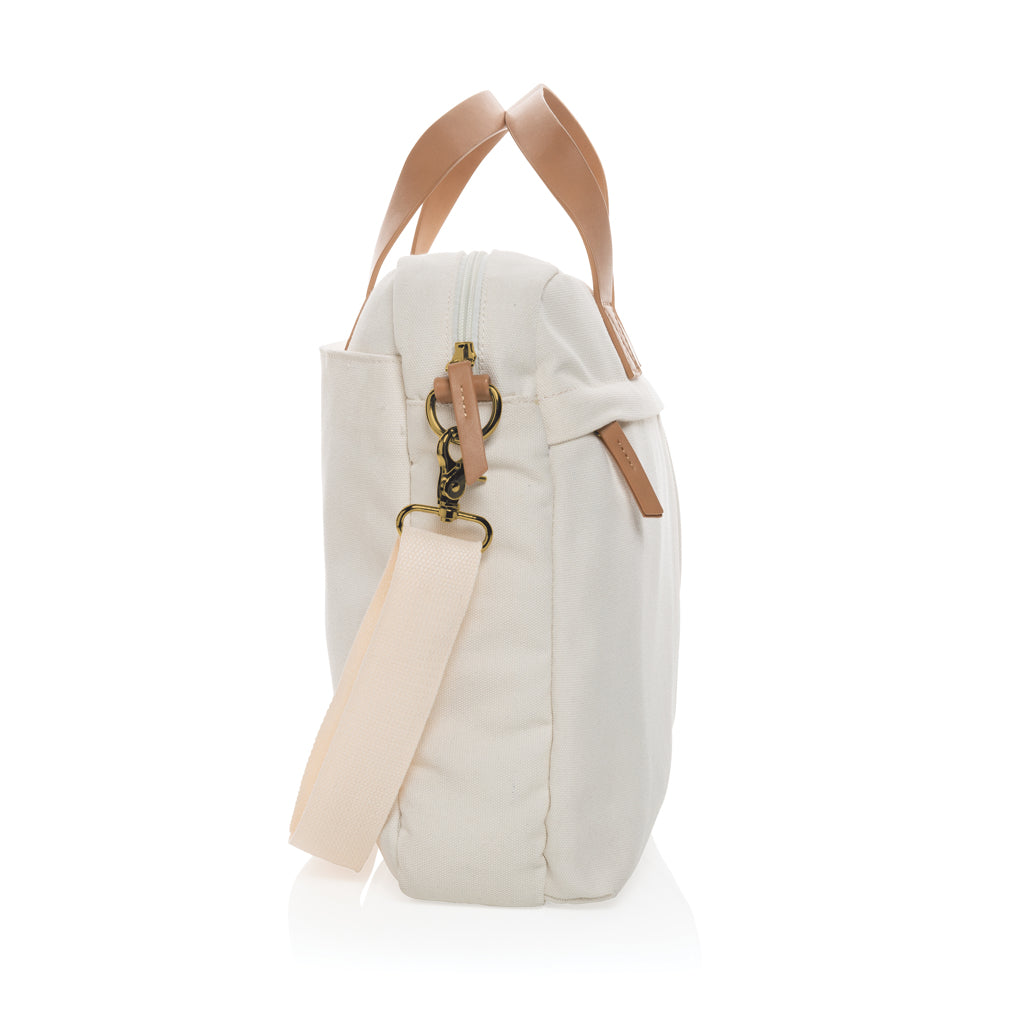 Impact AWARE™ 16 oz. recycled canvas laptop bag - Off White