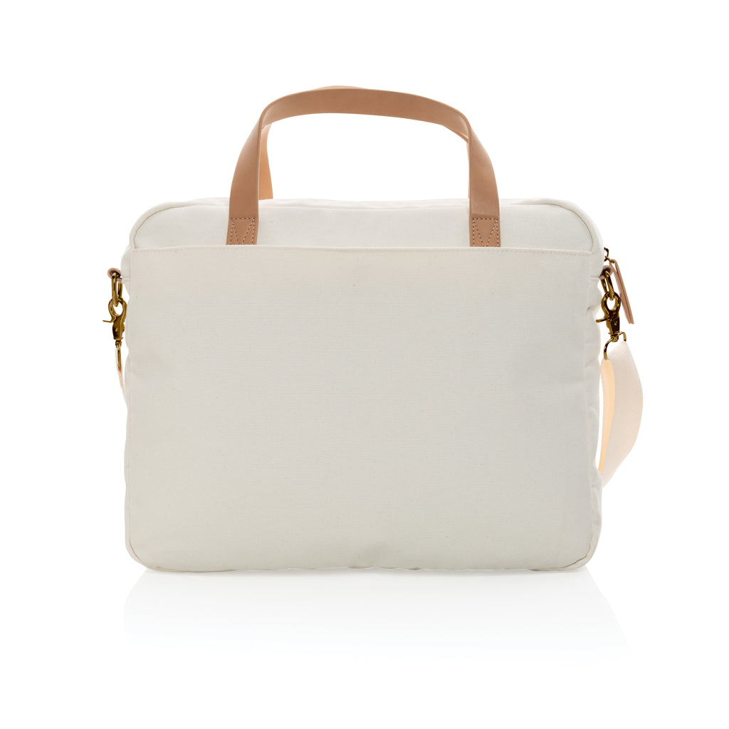 Impact AWARE™ 16 oz. recycled canvas laptop bag - Off White
