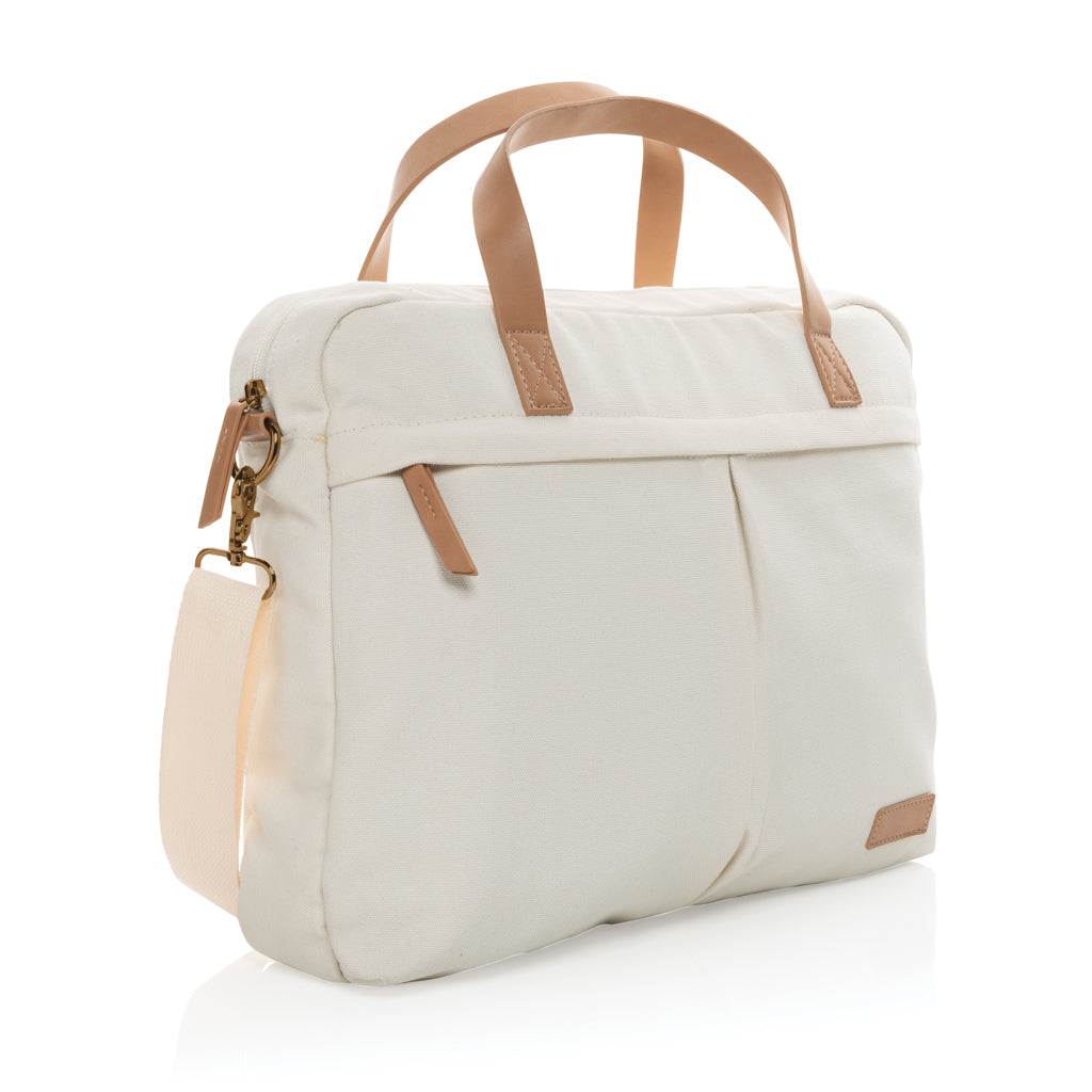 Impact AWARE™ 16 oz. recycled canvas laptop bag - Off White
