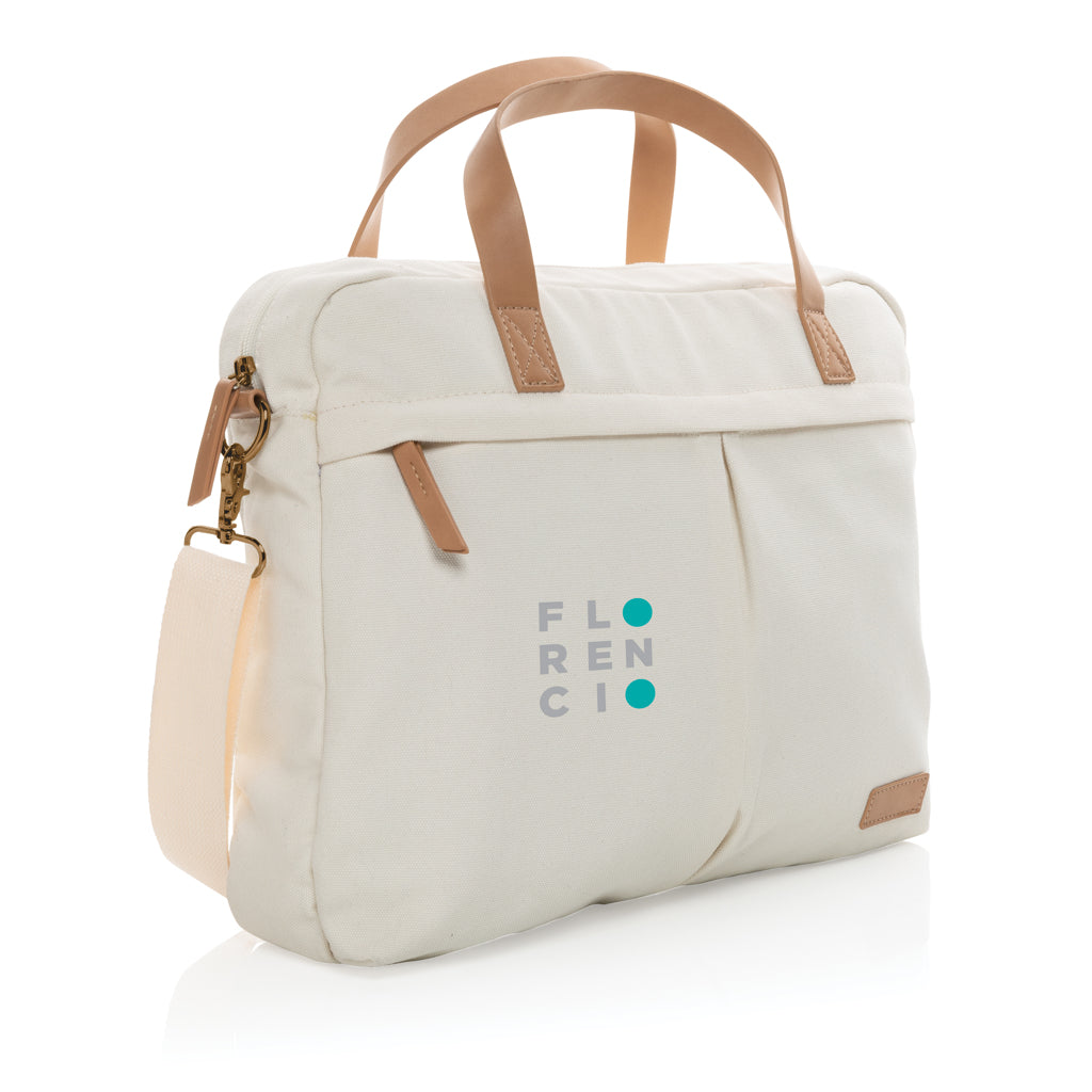 Impact AWARE™ 16 oz. recycled canvas laptop bag - Off White