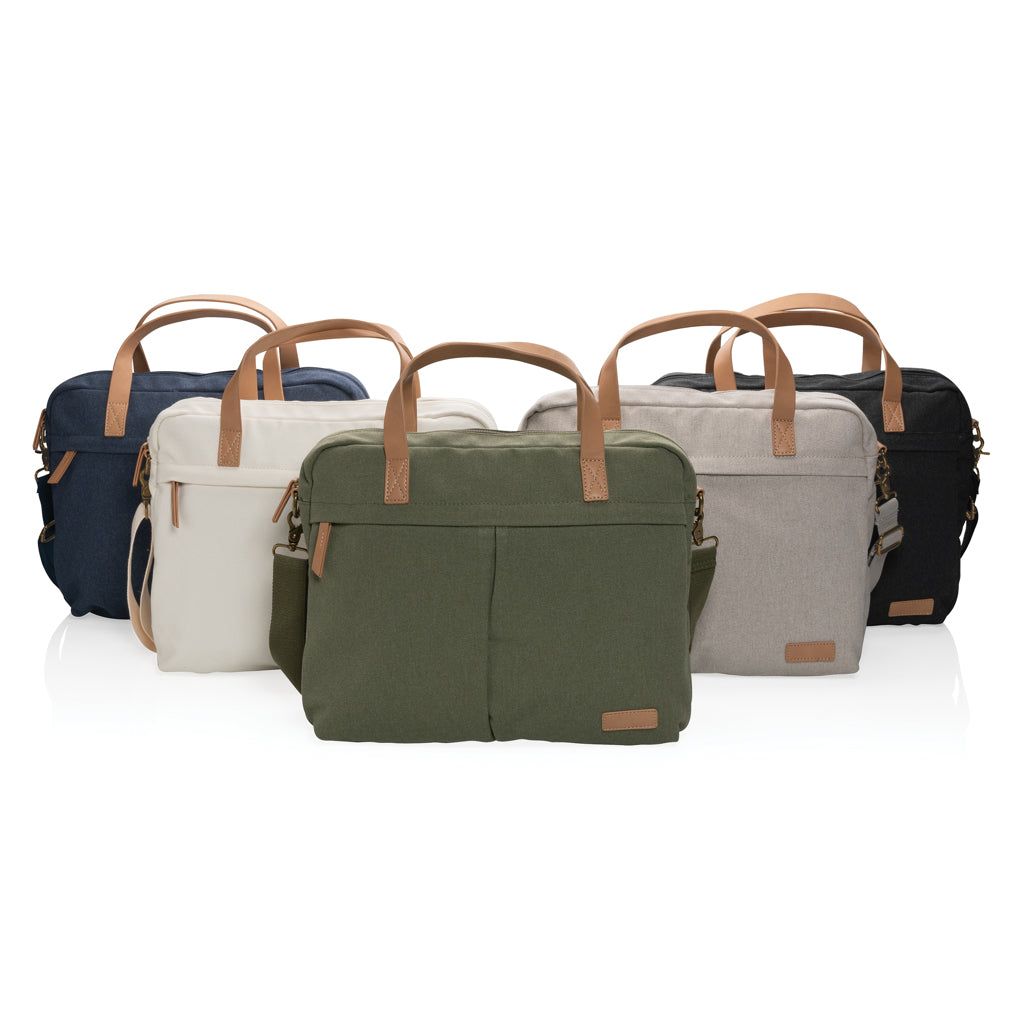 Impact AWARE™ 16 oz. recycled canvas laptop bag - Off White