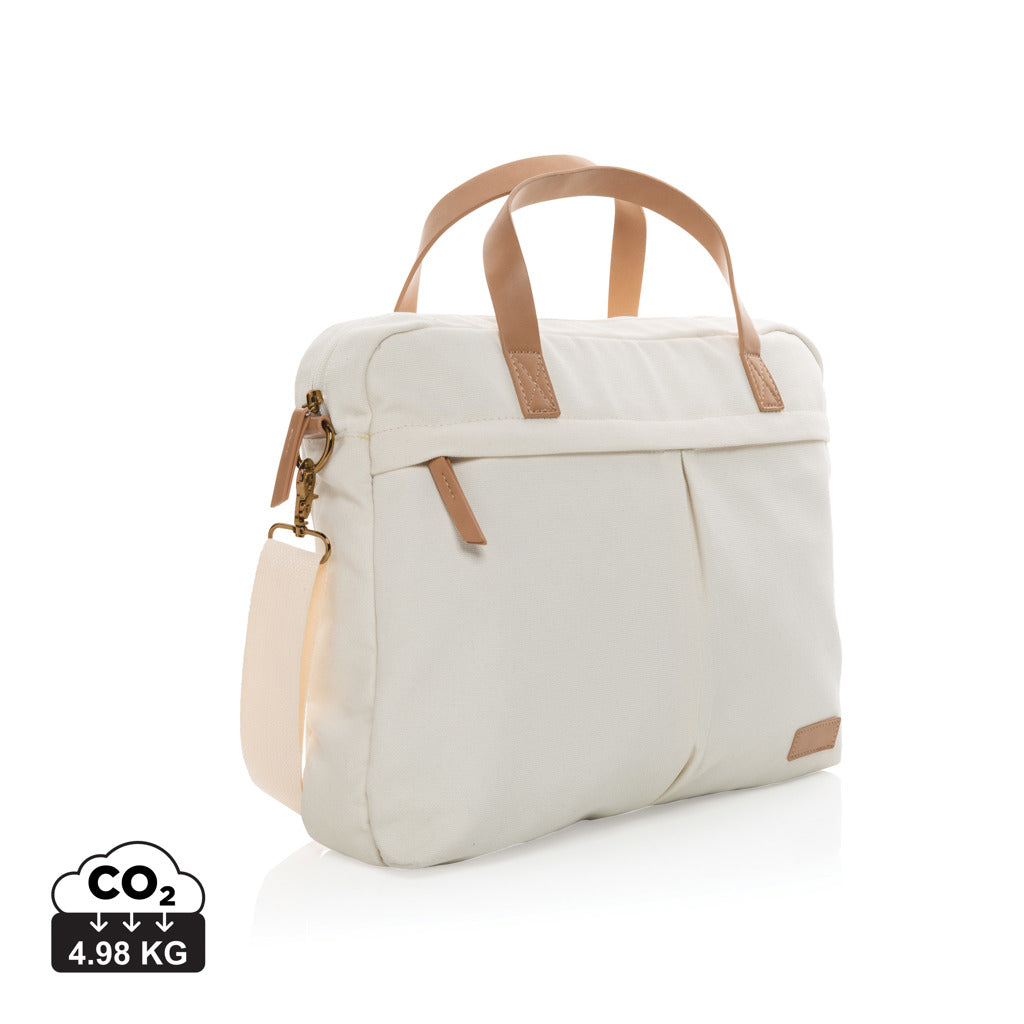 Impact AWARE™ 16 oz. recycled canvas laptop bag - Off White