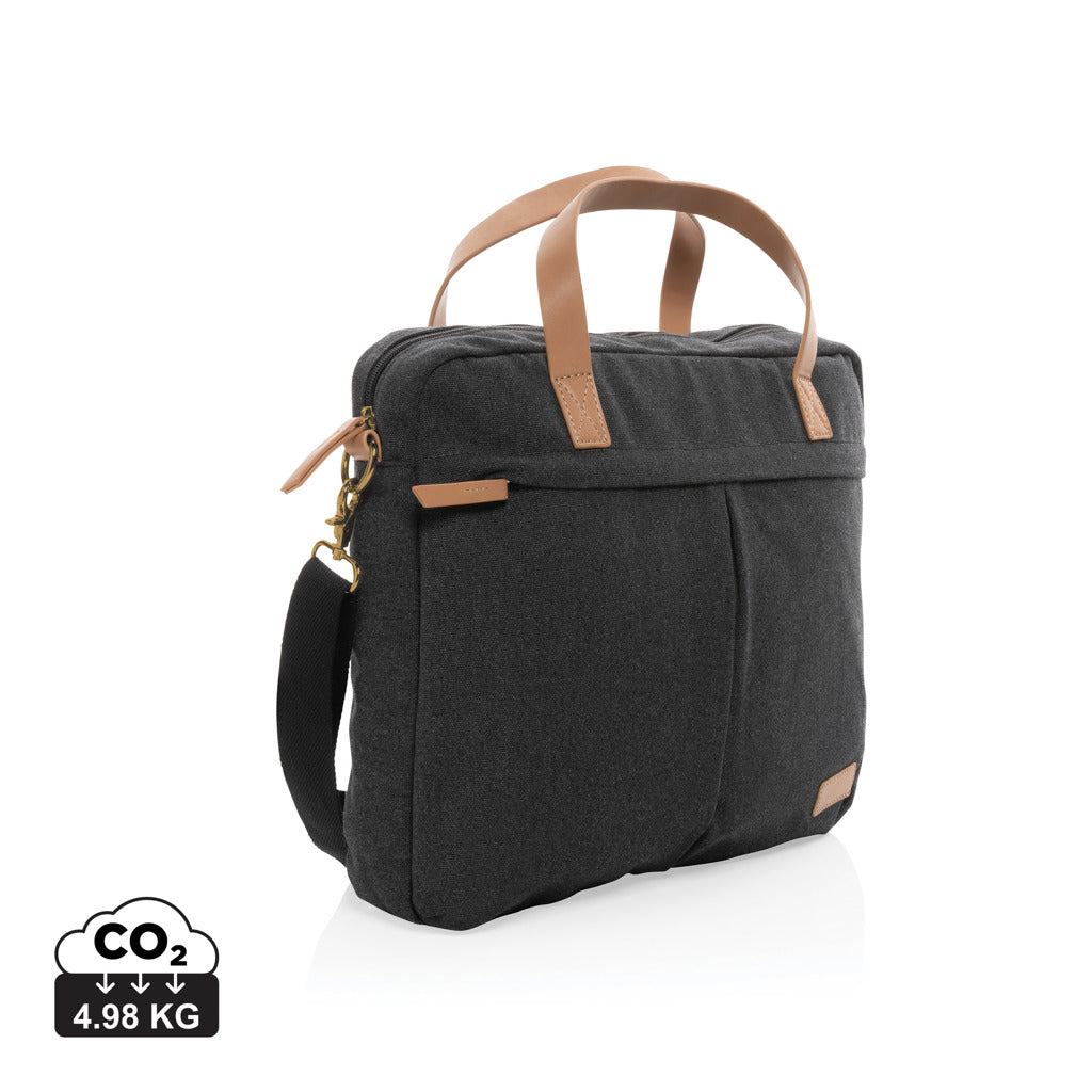 Impact AWARE™ 16 oz. recycled canvas laptop bag - Black