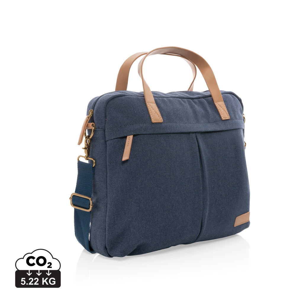 Impact AWARE™ 16 oz. recycled canvas laptop bag - Blue